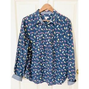 Talbots Blue Bird Print Button Down Shirt